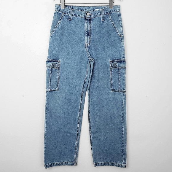 Vintage LEVI'S L2 Cargo Jeans 33"x31" (Juniors 11) 90s Made In USA - Picture 1 of 13